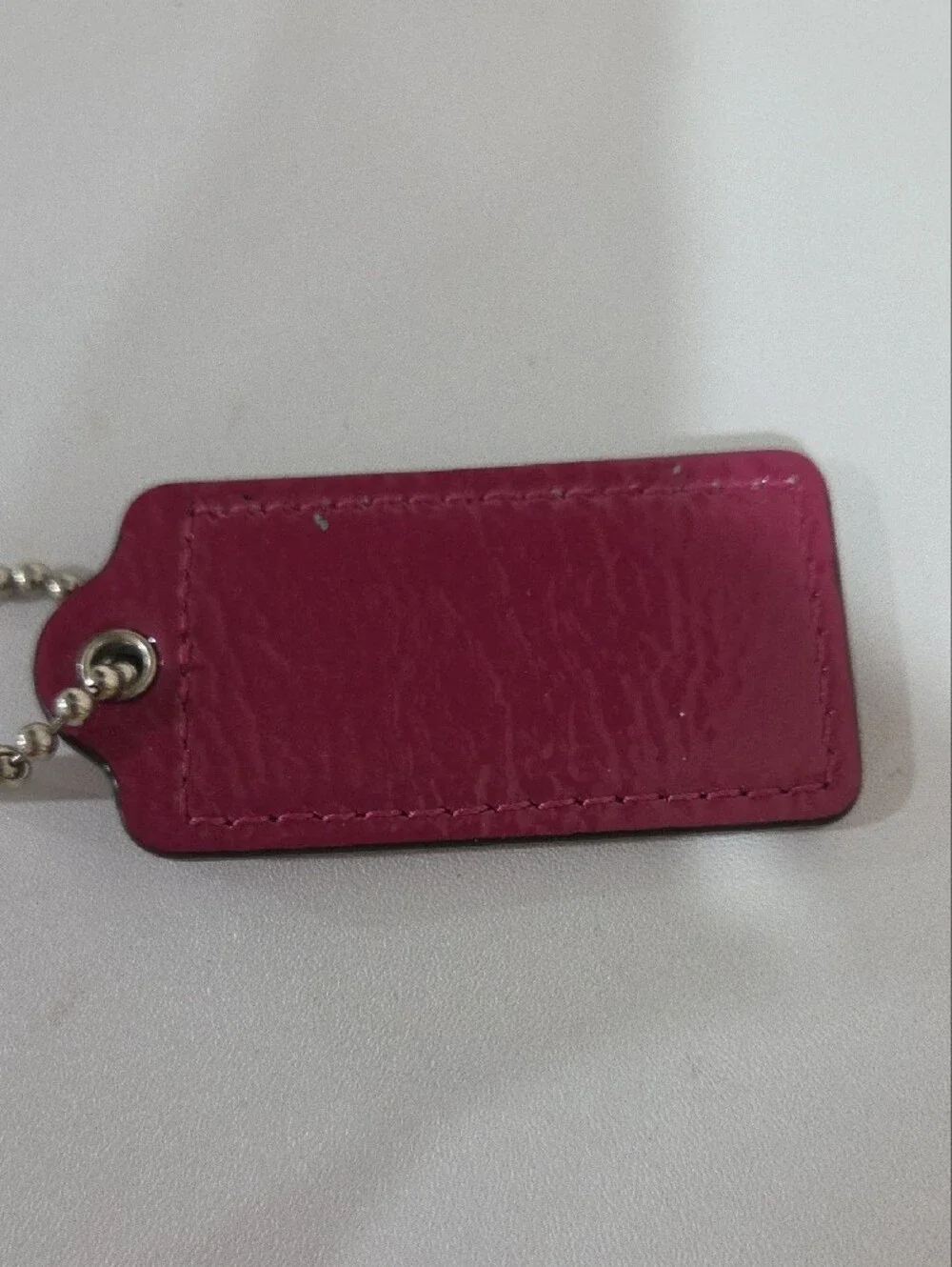 COACH Hot Pink Patent Leather Hang Tag with Ball Chain